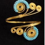 abof blue beaded spiral arm cuff