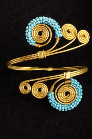 abof blue beaded spiral arm cuff